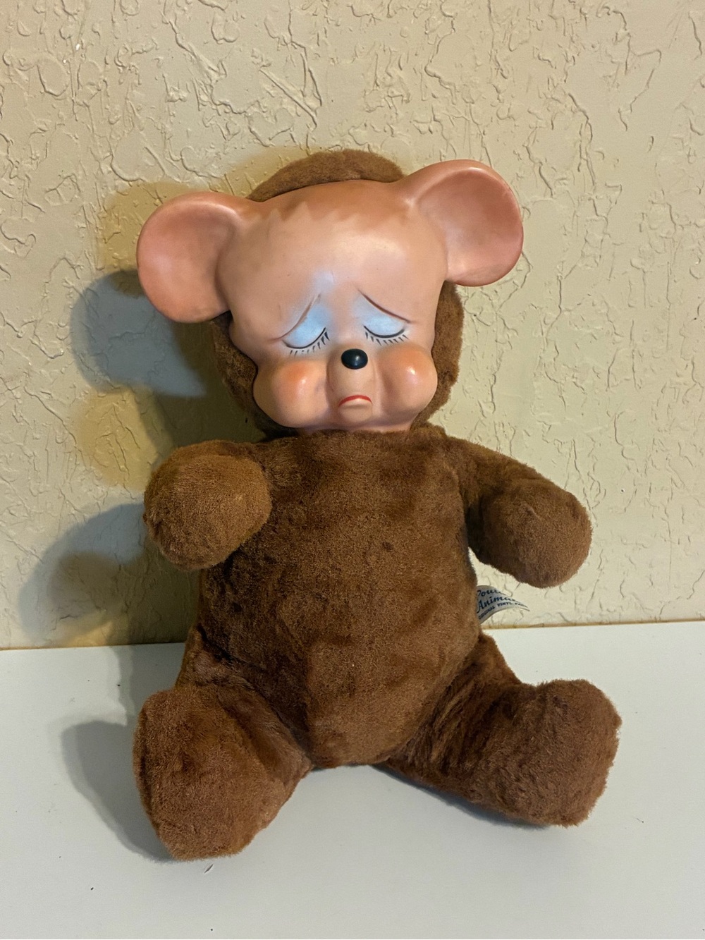 Vintage 1955 Vinyl Face Vintage Knickerbocker Pouting Teddy Bear Plush No Flaws
